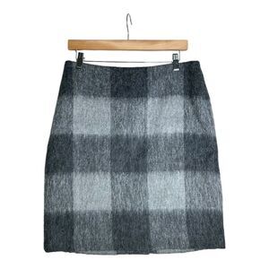 Talbots Wool/Alpaca Blend Plaid Skirt size 12 Black/Grey